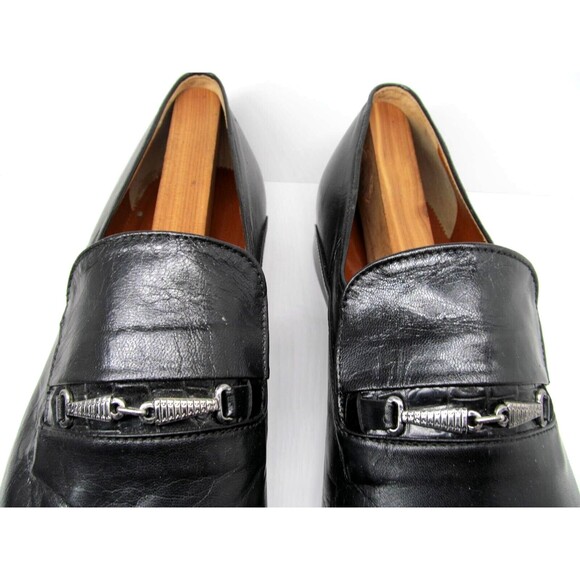 C A Anthony Italy Mens Black Leather Captoe Horsebit Loafers Size US 13 EUR 46 - Picture 6 of 16